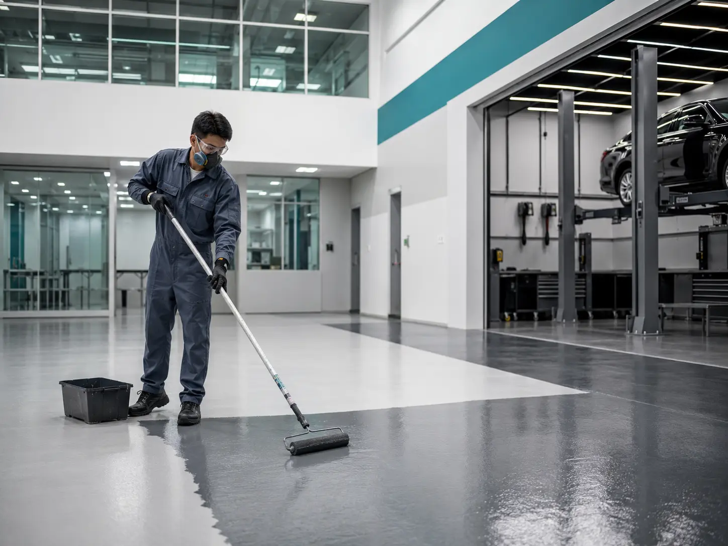 Epoxy coating system applied in a clean industrial environment
