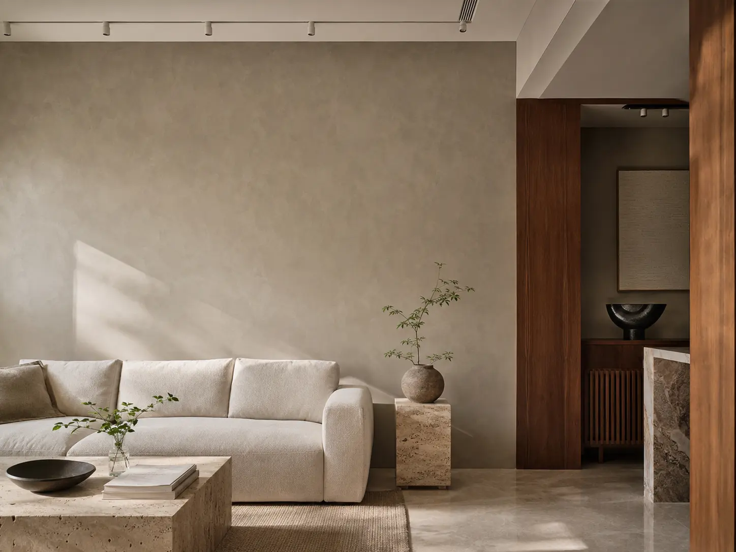 Detail of a hand-applied decorative wall finish