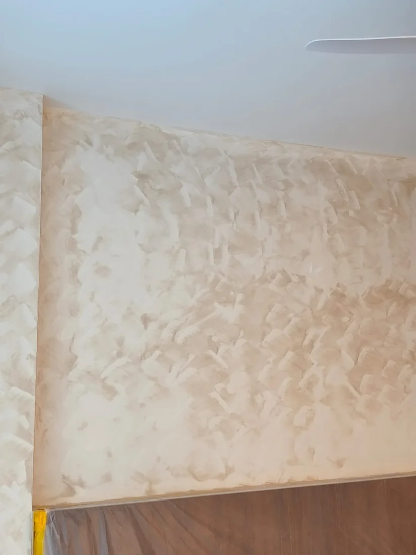 Completed limewash wall showing gentle, cloud-like tonal movement